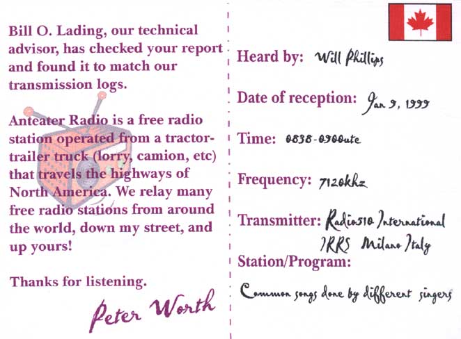Anteater Radio QSL card (back)