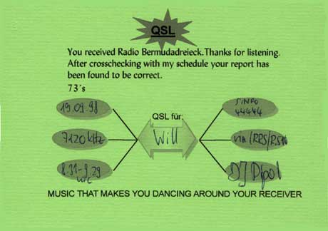 Radio Bermudadreieck QSL card (back)