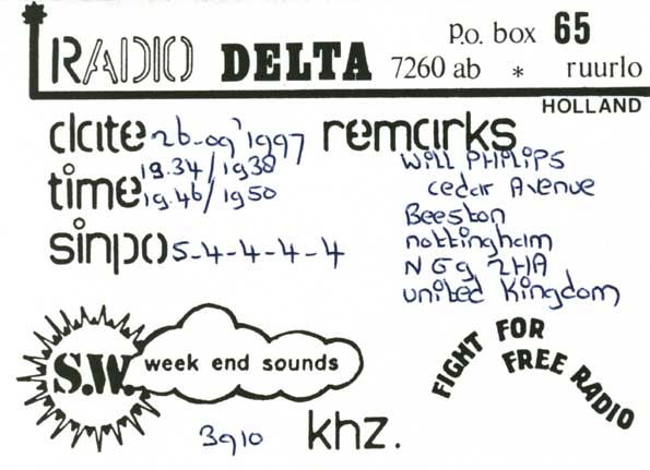 Radio Delta QSL card