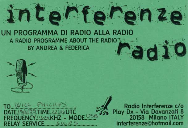 Radio Interferenze QSL card