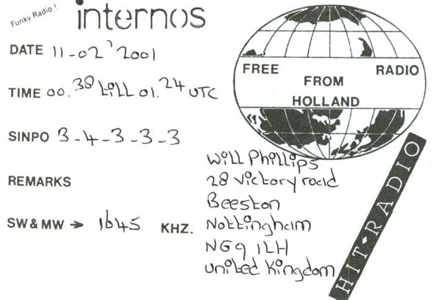 Radio Internos QSL card