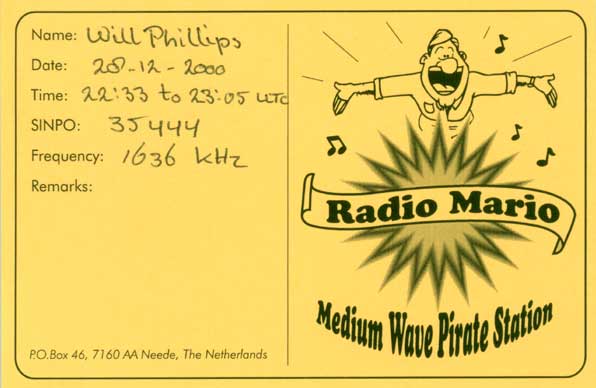 Radio Mario QSL card