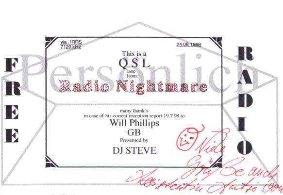 Radio Nightmare QSL card