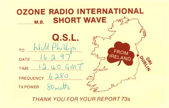 Ozone International QSL card