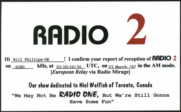 Radio 2 QSL card