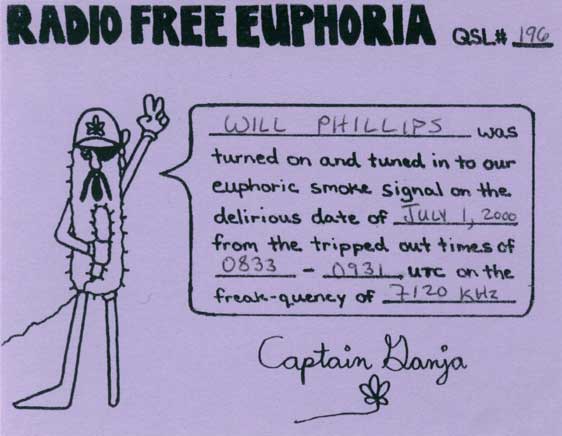Radio Free Euphoria QSL card