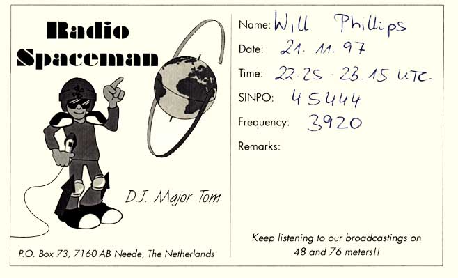 Radio Spaceman QSL card