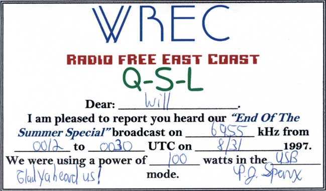 WREC QSL card