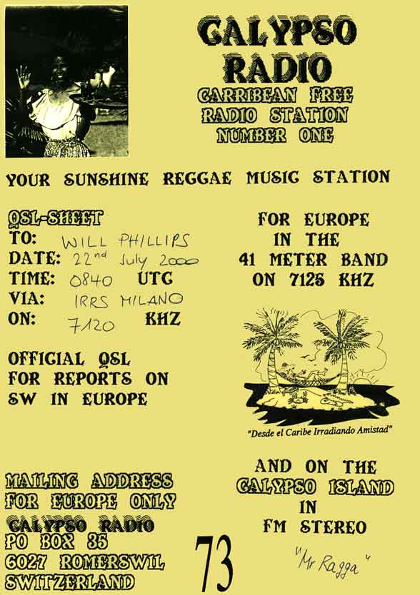 Calypso Radio QSL