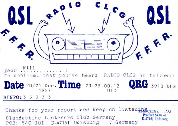 Radio CLCG QSL card