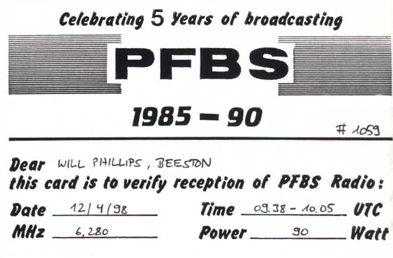 PFBS QSL card (back)