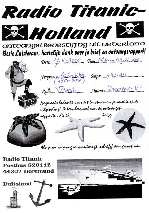 Radio Titanic Holland QSL