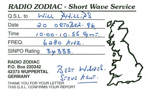 Radio Zodiac QSL card